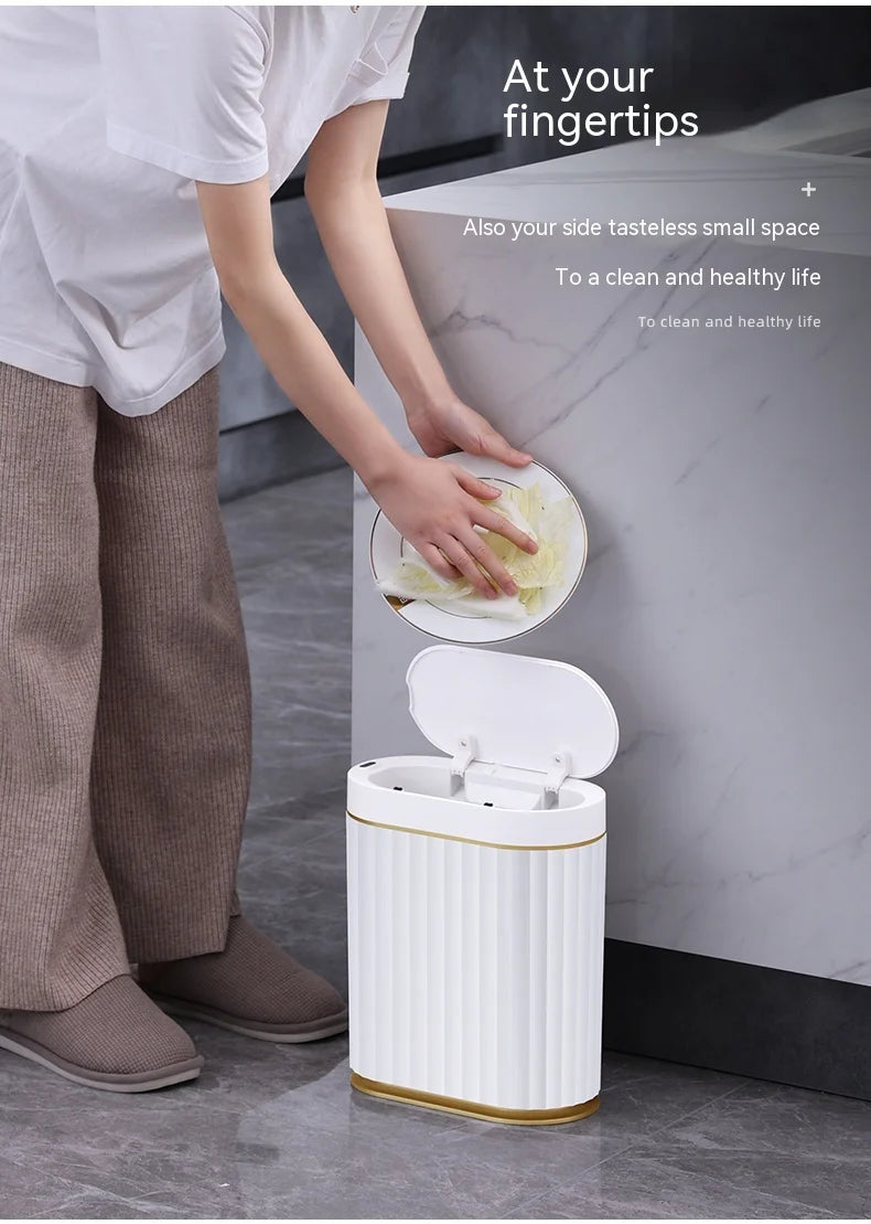 7L Smart Sensor Trash Can For Kitchen Garbage Tin for Bathroom Light Luxury Electric Family Living Room Cracks Trash Bin