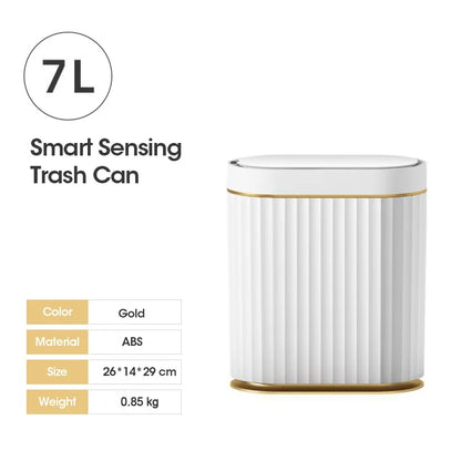 7L Smart Sensor Trash Can For Kitchen Garbage Tin for Bathroom Light Luxury Electric Family Living Room Cracks Trash Bin