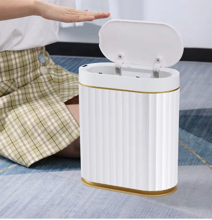 7L Smart Sensor Trash Can For Kitchen Garbage Tin for Bathroom Light Luxury Electric Family Living Room Cracks Trash Bin